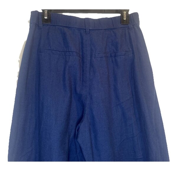Abercrombie Fitch Women’s Curve Love Dark Blue Linen Blend Wide Leg Pants Size M - Picture 8 of 15